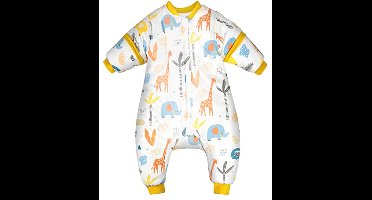 MOEMOE BABY Slaapzak met voeten, 2,5 TOG winterslaapzak met voeten, katoen Babyslaapzak voor jongens en meisjes giraf S