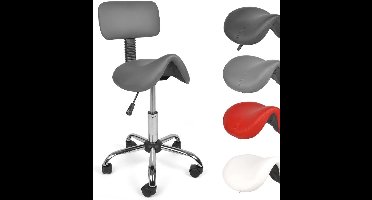 Zadelkruk op Wielen - Kapperskruk Ergonomisch - Tabouret - Grijs