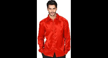 70s Disco Shirt Rood Satijn Man