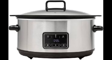 RVV® Slowcooker met Timer - Crockpot - Stoompan - Uitneembare Binnenpan - 3.5 Liter - Roestvrij staal - 25cm x 24cm x 23cm