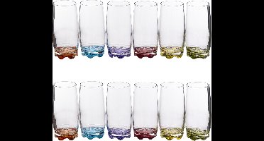 Secret de Gourmet Drinkglazen - 18x stuks - waterglazen - 380 ml - kleurenmix