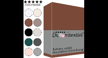 Droomtextiel Katoen - Satijnen Hoeslaken Terracotta Roestbruin Lits-Jumeaux - 180x200 cm - Hoogwaardige Kwaliteit - Super Zacht - Hoge Hoek -