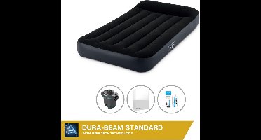 Intex Luchtbed - 1-Persoons - 99 x 191 x 25 cm - Donkerblauw - Inclusief Pomp - Hoeslaken en Reparatieset