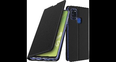 Akashi, Housse pour Geschikt voor Samsung Galaxy A21s Étui Clapet Porte-carte Support vidéo, Zwart