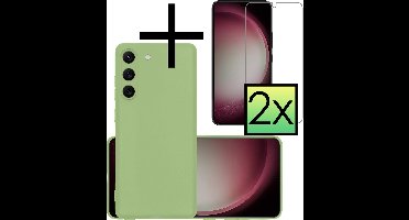 Hoesje - Met 2x Screenprotector - Geschikt voor Samsung Galaxy S23 - Sterk & Shockproof - Back Cover - Siliconen Case - Telefoon Hoes - Groen
