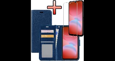 Hoesje - Met Screenprotector - Geschikt voor Samsung Galaxy A26 - Luxe Pasjeshouder - Bookcase Portemonee - Flip Case - Kunstleer Book Case - Flipcase - Book Cover - Walletcase - Portemonneehoes - Donkerblauw