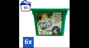 Dreft - Wasmiddelcapsules 4in1 - Witte en Gekleurde Was - Witte Bloem - 15 Wasbeurten - Voordeelverpakking - 6 stuks