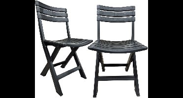 Progarden Klapstoel voor buiten/binnen - 2x - antraciet - 41 x 78 cm - stevig kunststof - Bijzet stoelen