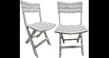 Progarden Klapstoel voor buiten/binnen - 4x - ivoor wit - 41 x 78 cm - stevig kunststof - Bijzet stoelen