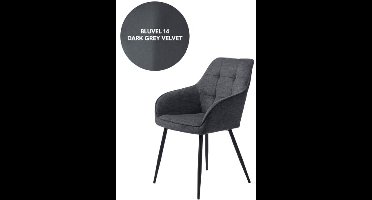 NOLAN ARMCHAIR SQUARE DARK GREY VELVET - eetkamerstoelen set van 2
