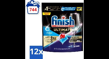 Finish Powerball - Ultimate All in One - Vaatwastabletten - Met Bicarbonaat - 62 Capsules - Voordeelverpakking - 12 stuks