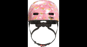 ABUS kinderhelm Skurb Kid - robuuste fietshelm in skaterlook met ruimte voor een vlecht en diverse designs - voor meisjes en jongens - roze met vossen, maat S