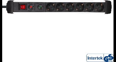 InLine® contactdoos aluminium, 6-voudig aardingscontact+oversp.+schakelaar,1,5m