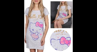 Hello Kitty Grijze damesnachtpon, pyjama katoenen slaaphemd