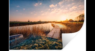 Muurstickers - Sticker Folie - Zonsondergang in de Nederlandse polder - 30x20 cm - Plakfolie - Muurstickers Kinderkamer - Zelfklevend Behang - Zelfklevend behangpapier - Stickerfolie