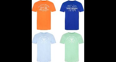 Tom Tailor Heren T-Shirt Tom Tailor 4 Pack regular fit Veelkleurig XXL Ronde Hals Volwassenen Opdruk Print Shirts