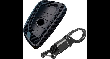 Premium Sleutelcover - Gloss Carbon Look - Sleutelhoesje Geschikt voor Sleutelhoesje Geschikt voor BMW 1 serie / 3 serie / 5 Serie / 7 Serie / X1 / X3 / X4 / X5 / F16 / G20 / G30 / F11 / M - Key Cover - Auto Accessoires