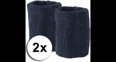 *** Set van 2 stuks - Zweetbandjes pols - Zweetbanden - Unisex - Navy Blauw - Zweetbanden - Unisex - Set van 2 stuks - van Heble® ***