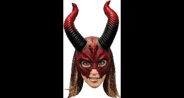 Partychimp Gezichtsmasker Met Hoorns Halloween Masker voor bij Halloween Kostuum Volwassenen - Latex