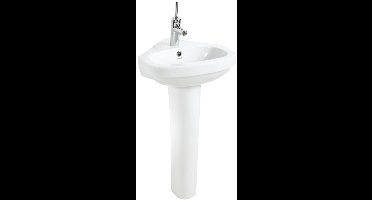 Aqualine Vitroya - Hoekwastafel 46x46 cm, met overloop, kraangat, wit VT145