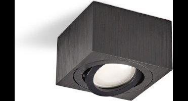 Opbouw spot armatuur zwart | Kantelbaar | vierkant | 50mm