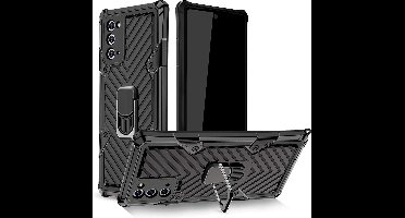Hoesje Geschikt Voor Samsung Galaxy Note 20 hoesje hybrid ring armor Zwart / Hoesje Geschikt Voor Samsung Galaxy Note 20 hoesje nieuw Schokbestendige