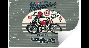 Muurstickers - Sticker Folie - Motorfiets - Retro - Tekening - Quote - 30x20 cm - Plakfolie - Muurstickers Kinderkamer - Zelfklevend Behang - Zelfklevend behangpapier - Stickerfolie