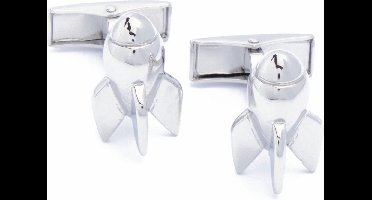 Manchetknopen - Raket Ruimteschip Zilver