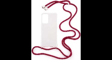 Shop4 - Samsung Galaxy A52 Hoesje - Zachte Back Case met Koord Donker Rood