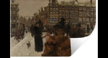 Muurstickers - Sticker Folie - De Singelbrug bij de Paleisstraat in Amsterdam - Schilderij van George Hendrik Breitner - 30x20 cm - Plakfolie - Muurstickers Kinderkamer - Zelfklevend Behang - Zelfklevend behangpapier - Stickerfolie
