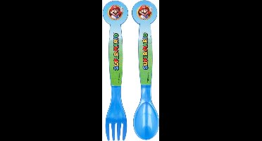 Stor Bestekset Super Mario Jongens 22 Cm Blauw 2-delig