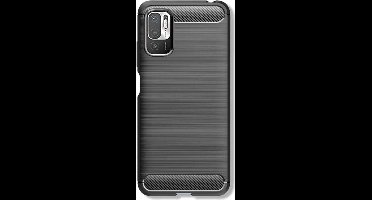 Shop4 - Xiaomi Redmi Note 10 5G Hoesje - Zachte Back Case Brushed Carbon Zwart