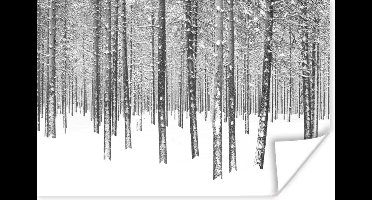 Poster Dennenbomen in de sneeuw - 30x20 cm - Kerstmis Decoratie - Kerstversiering - Kerstdecoratie Woonkamer - Kerstversiering - Kerstdecoratie voor binnen - Kerstmis