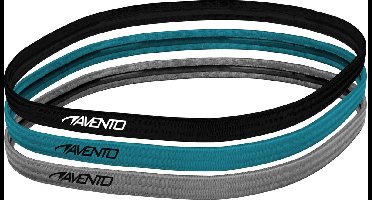Avento Sporthaarband Elastiek - 3 stuks - Blauw/Zwart/Grijs - Antislip