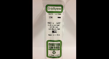 Evergreen Modelbouwdecoratie - 156 Strip 1,5mmX3,2mmX35cm -10 stuks Styreen