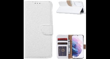 Hoesje Geschikt Voor Samsung Galaxy S21 Ultra Hoesje Geschikt Voor Samsung Galaxy S21 Ultra Portemonnee bookcase met Pasjeshouder - Wit