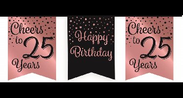 Vlaggetjesslinger roze/zwart - 25