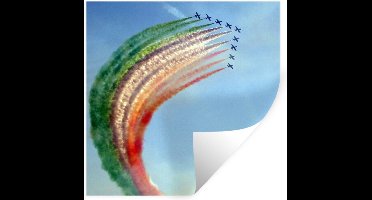 Muurstickers - Sticker Folie - Italiaanse straaljagers vliegen in formatie en maken de Italiaanse vlag - 30x30 cm - Plakfolie - Muurstickers Kinderkamer - Zelfklevend Behang - Zelfklevend behangpapier - Stickerfolie