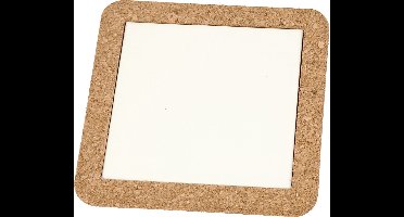 Onderzetter met lijst van kurk, afm 15,5x15,5x1 cm, wit, 2 stuk/ 1 doos