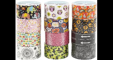 Duck tape, Met patroon, B: 48 mm, diverse kleuren, 12x5 m/ 1 doos