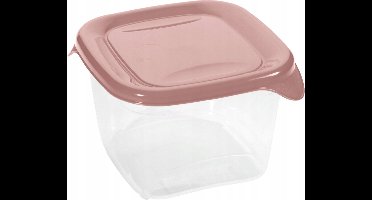 Curver Fresh & Go Kwadraten Voedselcontainer 0,45L - Transparant met Roze Deksel