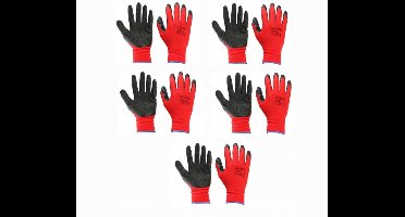 5 Paar Werkplaats Handschoenen Nylon met Latex Coating - Maat 9