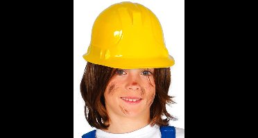 Carnaval verkleed bouwhelm - geel - voor kinderen - kunststof - bob bouwer - hoofdmaat 54 cm