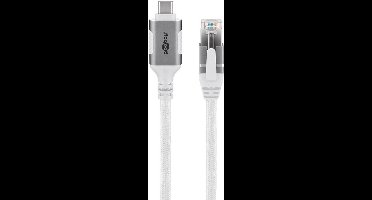 USB-C (m) naar RJ45 (m) - Gigabit Ethernet Kabel - Nylon Sleeve - 2 meter - Wit