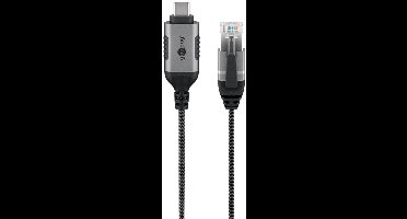 Goobay USB-C naar RJ45 LAN kabel | Slimline | USB3.0 | CAT6 | zwart | 15 meter