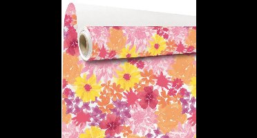 Floral - Grote Rol inpakpapier – Gekleurd met bloemenpatroon – 60 grams gestreken kraft – 70cmx50m