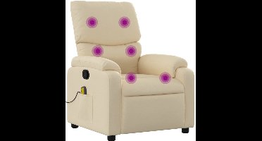 vidaXL - Massagestoel - met - crèmekleurige - stof