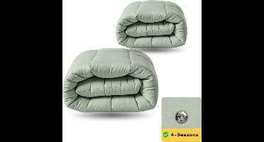 Zelesta Wonderbed Natural Green 140x200 - Katoenen dekbed zonder overtrek - 4 Seizoenen dekbed - Wasbaar dekbed - Hoesloos dekbed - 2 in 1 Dekbed met vaste overtrek