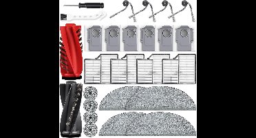 26-delige accessoireset gescht voor Roborock Saros 10 robotstofzuiger – 2 hoofdborstels, 6 stofzakken, 4 dweildoeken, 4 zijborstels, 4 filters, 4 zijvegers, 1 reinigingsborstel, 1 schroevendraaier