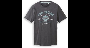 Tom Tailor - T-shirt met logoprint - Maat XL - Tarmac Grey